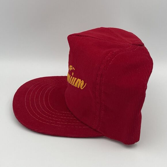 Grain Belt Premium Beer Red Corduroy SnapBack Hat USA Made Rare Spartan Vintage - Picture 6 of 13
